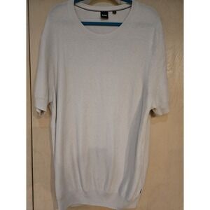 BOSS H-Dalon Men's XXL Short Sleeve Knit Sweater Open White Lyocell Cotton